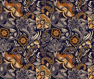 Preview wallpaper pattern, ornament, flowers, branches, leaves