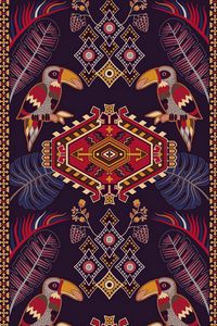 Preview wallpaper pattern, ornament, motive, toucans, colorful