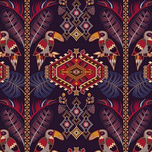 Preview wallpaper pattern, ornament, motive, toucans, colorful