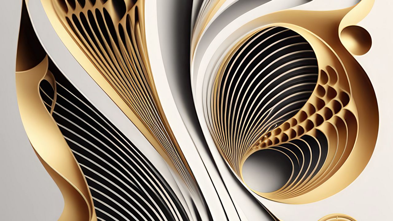Wallpaper pattern, relief, white, gold, abstraction