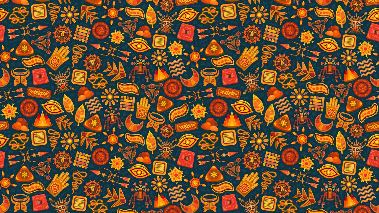Wallpaper pattern, symbols, ethnic, magic, color, design