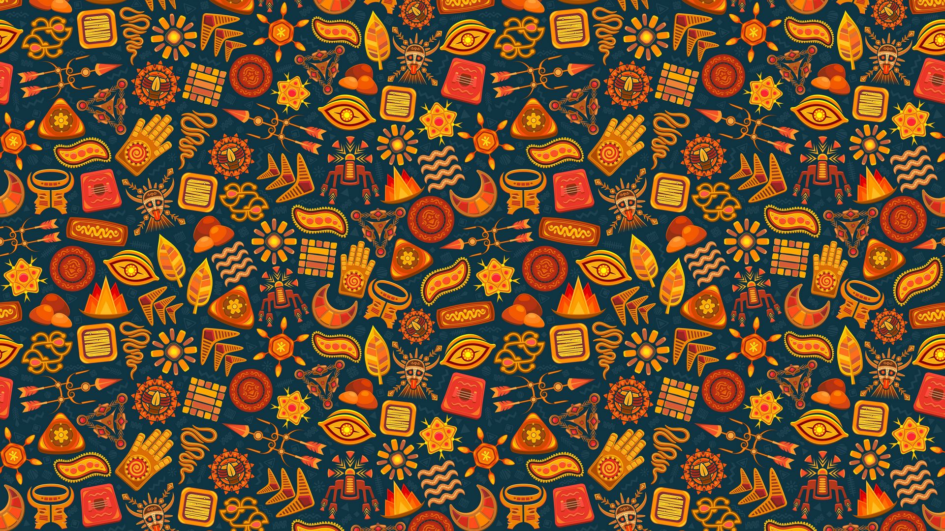 Download wallpaper 1920x1080 pattern, symbols, ethnic, magic, color