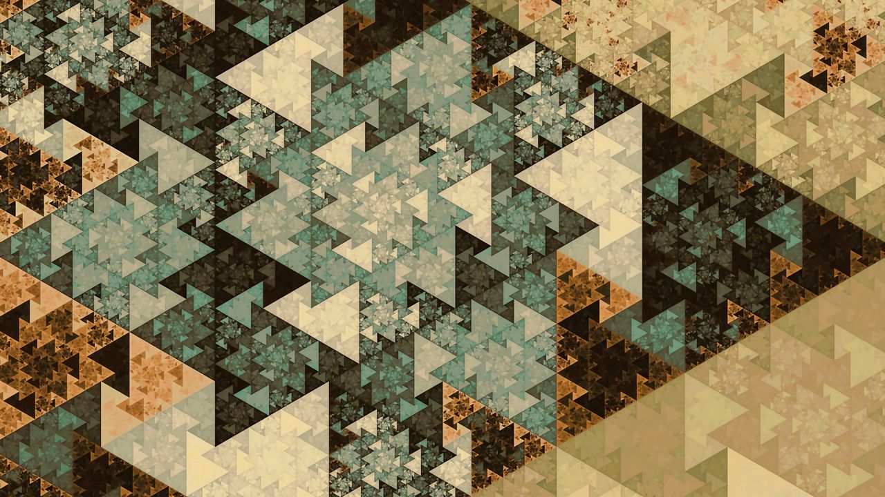 Wallpaper pattern, triangles, geometry, colorful, fractal