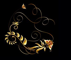 Preview wallpaper patterns, butterfly, black background, golden