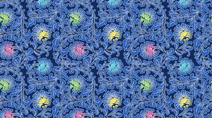 Preview wallpaper patterns, flowers, blue, asia, seamless