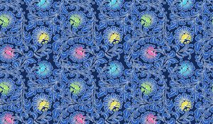 Preview wallpaper patterns, flowers, blue, asia, seamless