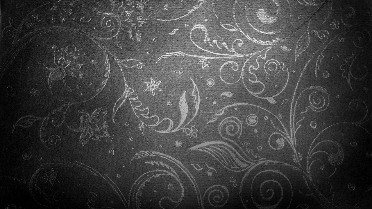 Wallpaper patterns, flowers, leaves, background, dark