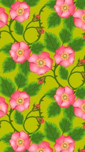 Preview wallpaper patterns, flowers, pink, green
