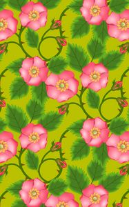 Preview wallpaper patterns, flowers, pink, green
