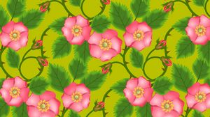 Preview wallpaper patterns, flowers, pink, green