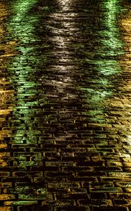 Preview wallpaper pavements, wet, road, light, multicolored