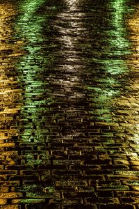 Preview wallpaper pavements, wet, road, light, multicolored