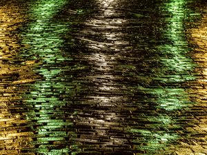 Preview wallpaper pavements, wet, road, light, multicolored