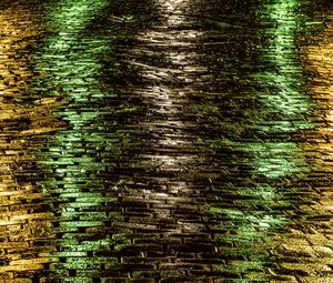 Preview wallpaper pavements, wet, road, light, multicolored