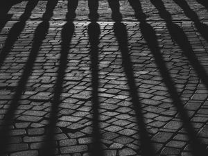 Preview wallpaper paving stone, surface, shadow, texture, black and white