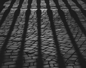 Preview wallpaper paving stone, surface, shadow, texture, black and white