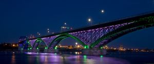 Preview wallpaper peace bridge, city, bay, bridge, night, lights, hdr