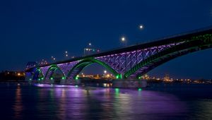 Preview wallpaper peace bridge, city, bay, bridge, night, lights, hdr