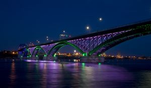 Preview wallpaper peace bridge, city, bay, bridge, night, lights, hdr