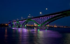 Preview wallpaper peace bridge, city, bay, bridge, night, lights, hdr