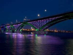 Preview wallpaper peace bridge, city, bay, bridge, night, lights, hdr