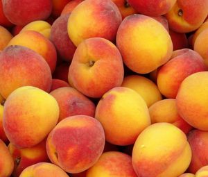 Preview wallpaper peaches, background, fruit, ripe