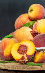 Preview wallpaper peaches, fruit, ripe, harvest