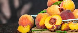 Preview wallpaper peaches, fruit, ripe, harvest