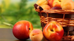 Preview wallpaper peaches, nectarines, apricots, fruit, basket