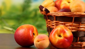 Preview wallpaper peaches, nectarines, apricots, fruit, basket