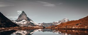 Preview wallpaper peak, mountain, lake, reflection, rocks