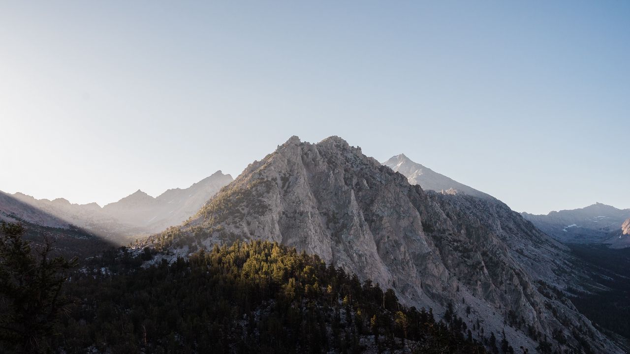 Wallpaper peak, mountain, trees, forest, sky