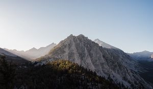 Preview wallpaper peak, mountain, trees, forest, sky