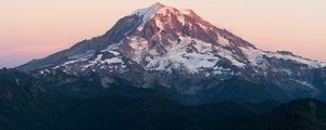 Preview wallpaper peak, mountain, trees, snow, snowy