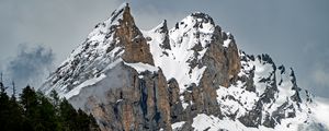 Preview wallpaper peak, mountains, gorge, forest, snowy, switzerland