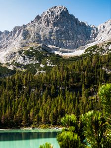 Preview wallpaper peak, mountains, rocks, lake