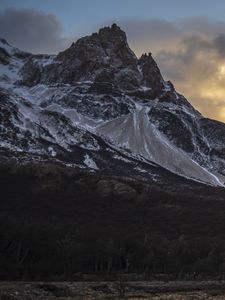 Preview wallpaper peak, rock, mountains, sky, trees