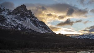 Preview wallpaper peak, rock, mountains, sky, trees