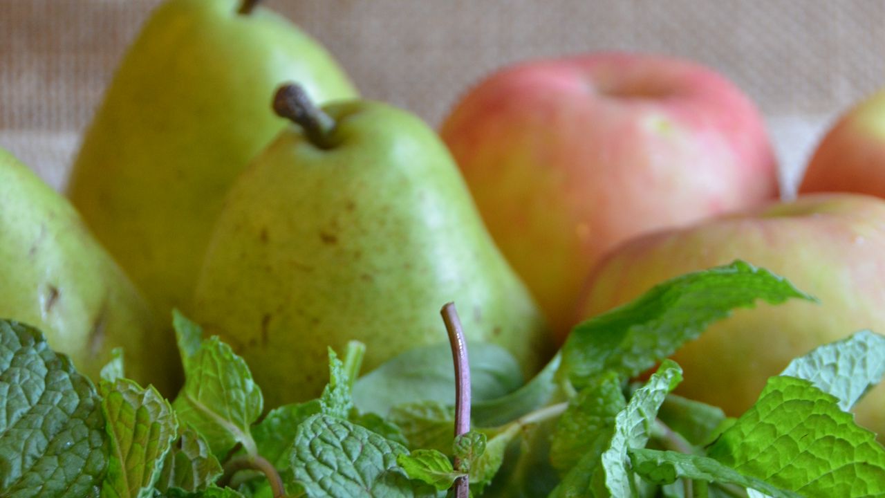 Wallpaper pears, apples, mint, herbs, fresh