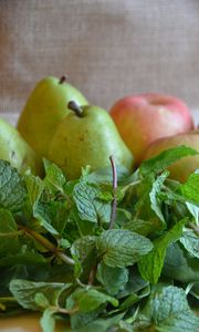 Preview wallpaper pears, apples, mint, herbs, fresh