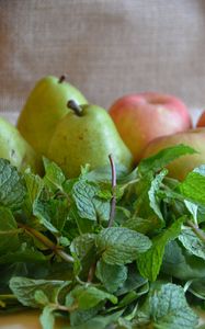 Preview wallpaper pears, apples, mint, herbs, fresh