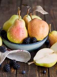 Preview wallpaper pears, blackberries, berries, fruits