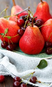 Preview wallpaper pears, cherries, berries, fruits