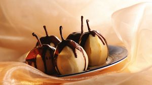 Preview wallpaper pears, chocolate, glaze, dessert