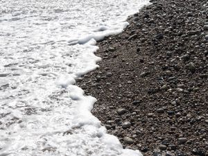 Preview wallpaper pebble, stones, sea, waves, whisper, foam
