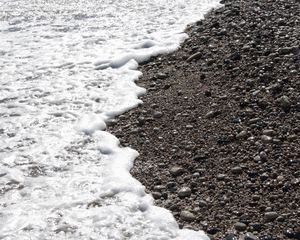 Preview wallpaper pebble, stones, sea, waves, whisper, foam