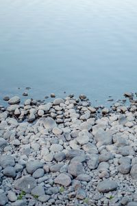 Preview wallpaper pebbles, coast, sea, nature, blue