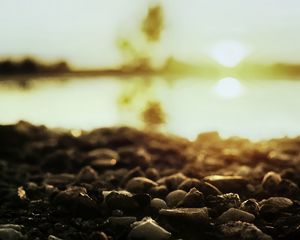 Preview wallpaper pebbles, stones, shore, blur