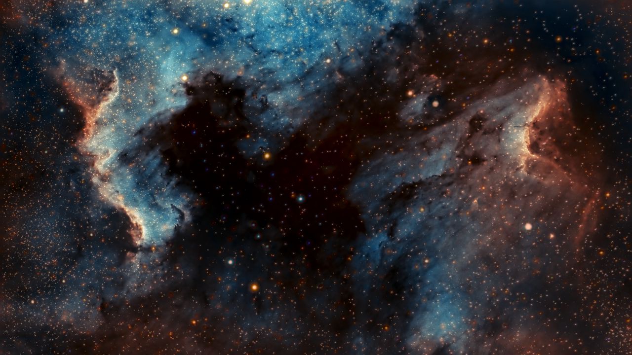 Wallpaper pelican nebula, nebula, glow, stars, space