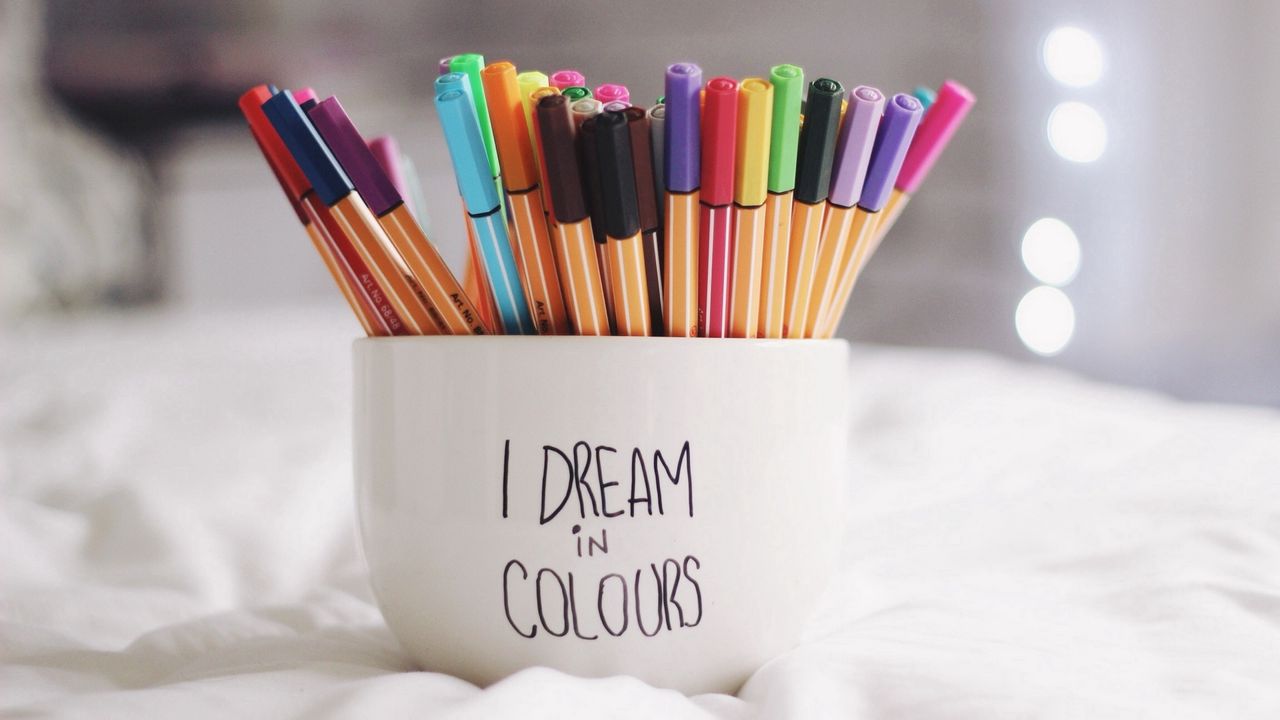 Wallpaper pen, cup, dreams, colorful